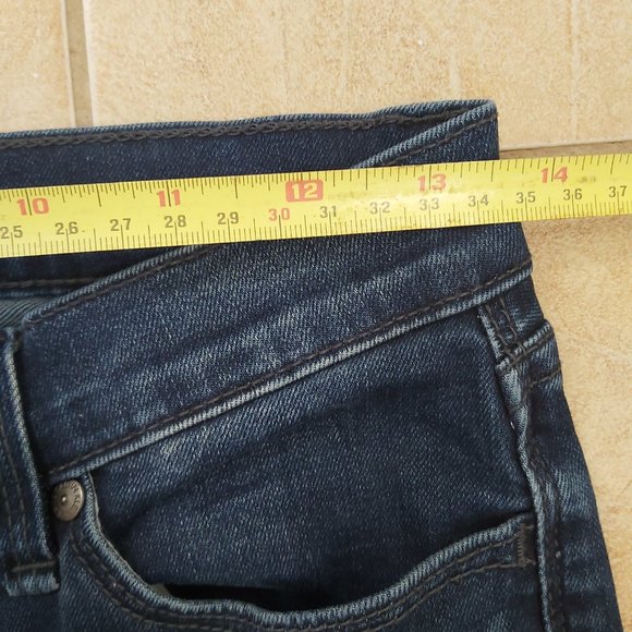 Jeans Calvin Klein Women 6 Size 28 Distressed Stretch Dark Blue Boot Cut 30 Leg - Picture 5 of 13